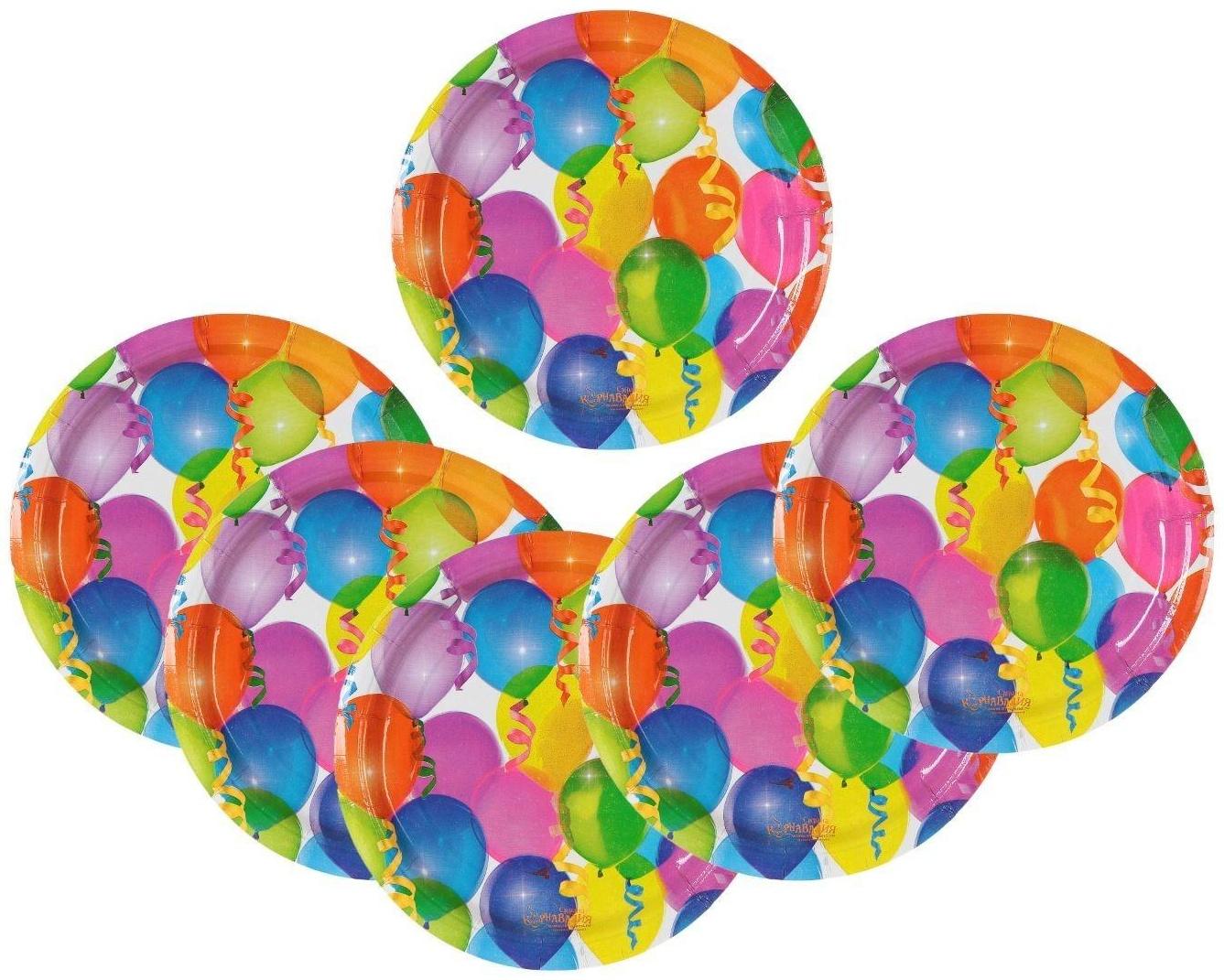 Тарелка бумажная «Воздушные шарики», 18 см