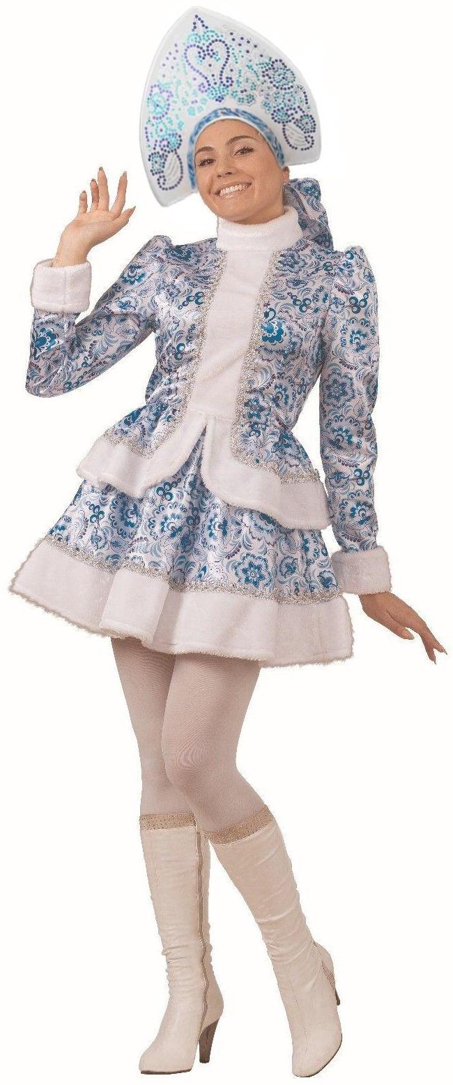 Карнавальный костюм «Снегурочка», голубые узоры, р. 44, рост 164 см