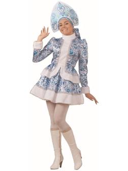 Карнавальный костюм «Снегурочка», голубые узоры, р. 44, рост 164 см