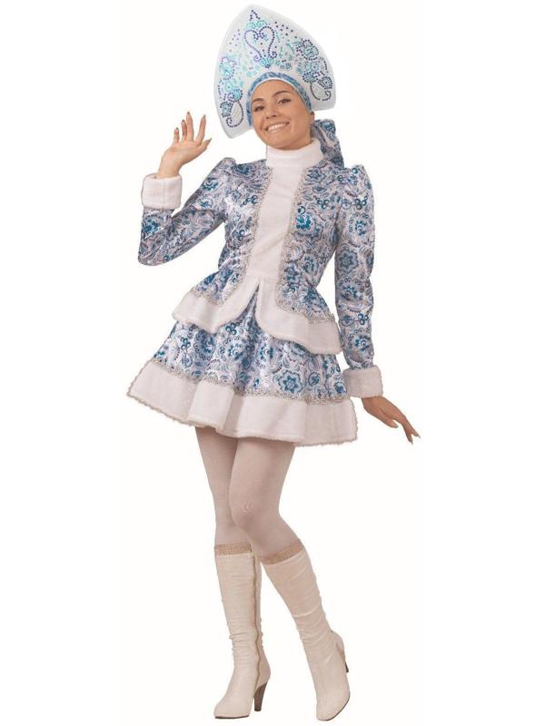 Карнавальный костюм «Снегурочка», голубые узоры, р. 44, рост 164 см