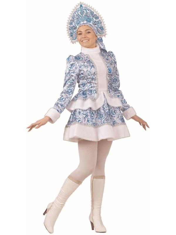 Карнавальный костюм «Снегурочка», голубые узоры, р. 44, рост 164 см
