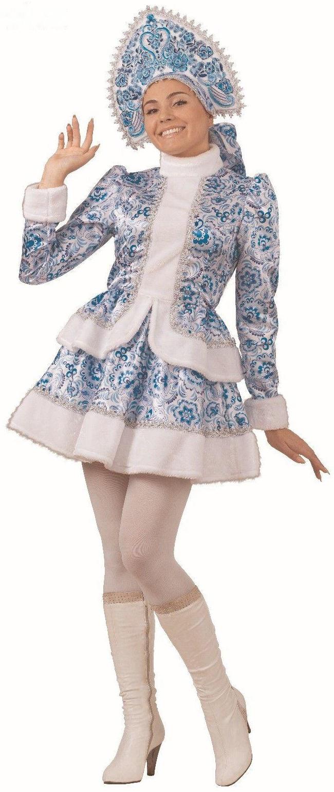 Карнавальный костюм «Снегурочка», голубые узоры, размер 46, рост 170 см