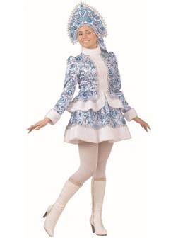 Карнавальный костюм «Снегурочка», голубые узоры, размер 46, рост 170 см