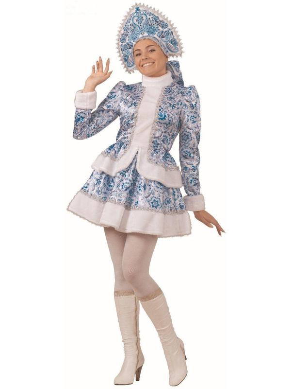 Карнавальный костюм «Снегурочка», голубые узоры, размер 46, рост 170 см
