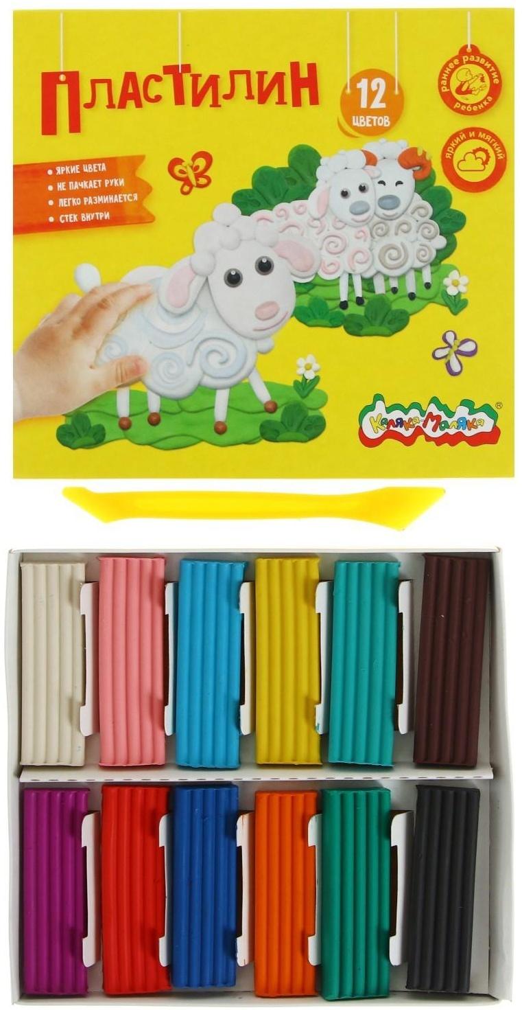 Пластилин 12 цветов 180 г «Каляка-Маляка», со стеком