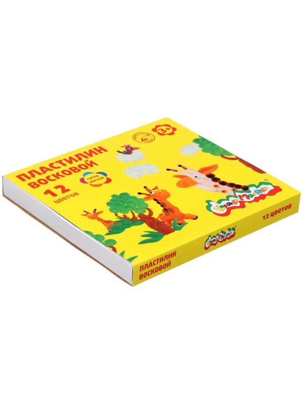 Пластилин мягкий (восковой) 12 цветов 180 г «Каляка-Маляка», со стеком