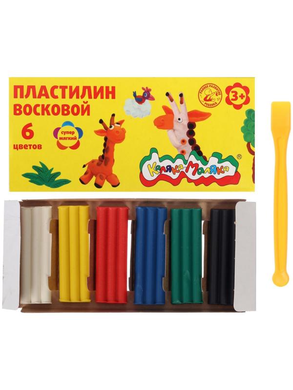 Пластилин мягкий (восковой) 6 цветов 90 г 