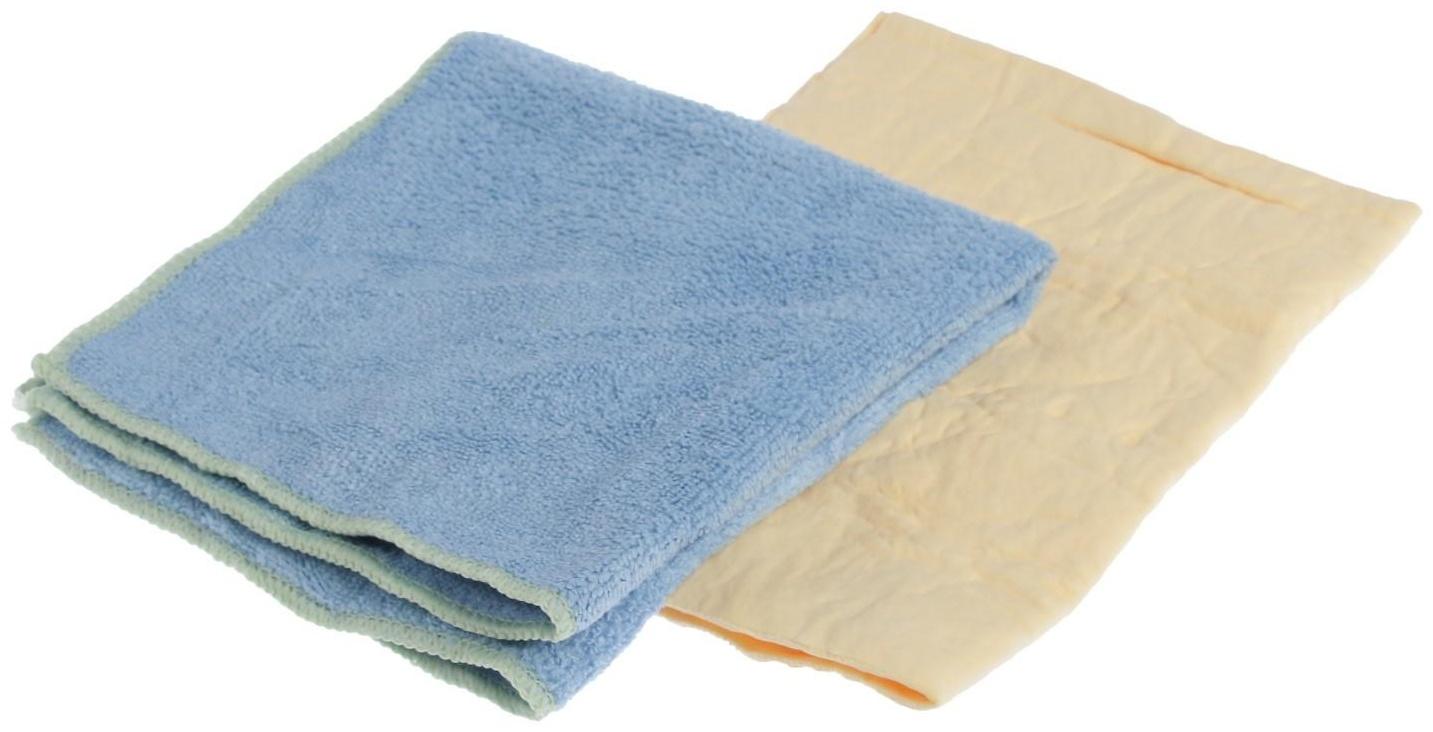 Салфетки из синтетической замши и микрофибры CityUp, СА-211, набор 2 шт МИКС