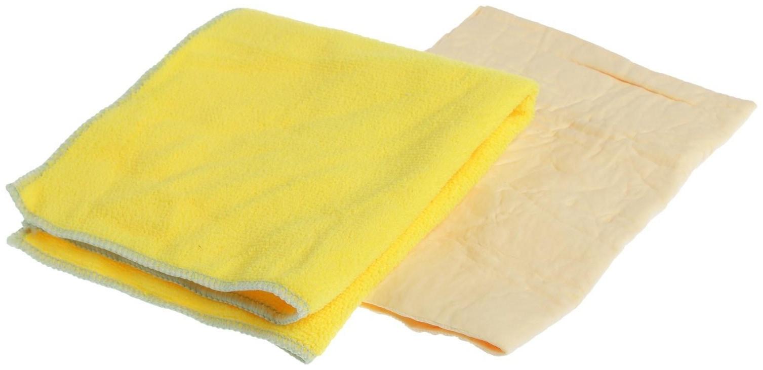 Салфетки из синтетической замши и микрофибры CityUp, СА-211, набор 2 шт МИКС