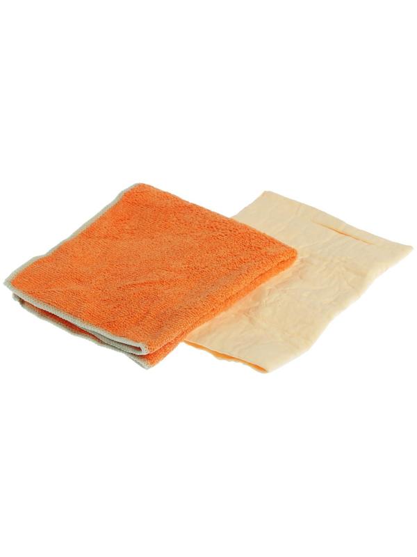 Салфетки из синтетической замши и микрофибры CityUp, СА-211, набор 2 шт МИКС