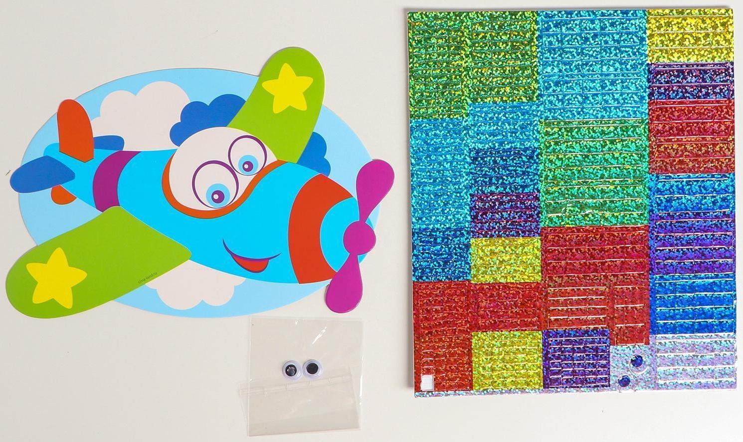 Мозаика стикерная форменная «Самолёт». Набор для творчества