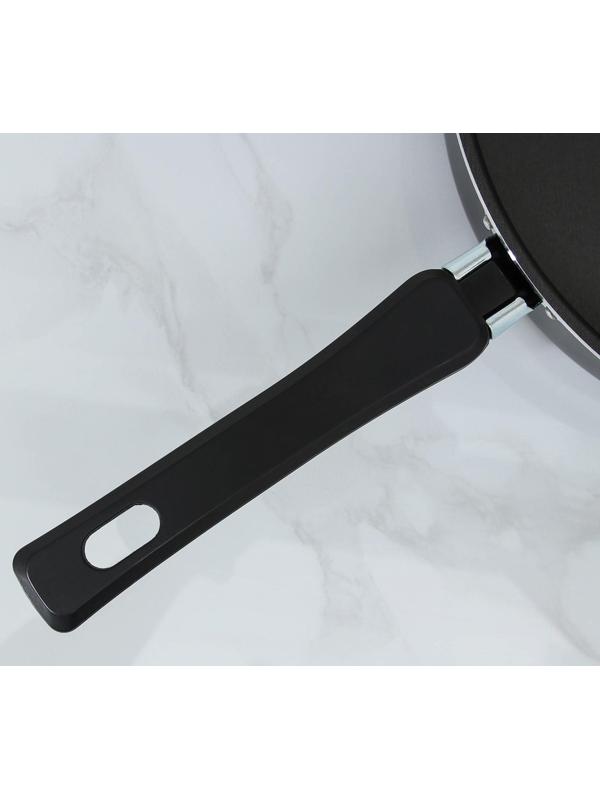 Сотейник Promo, 2,8 л, d=24 см, стеклянная крышка, пластиковая ручка, антипригарное покрытие, цвет чёрный