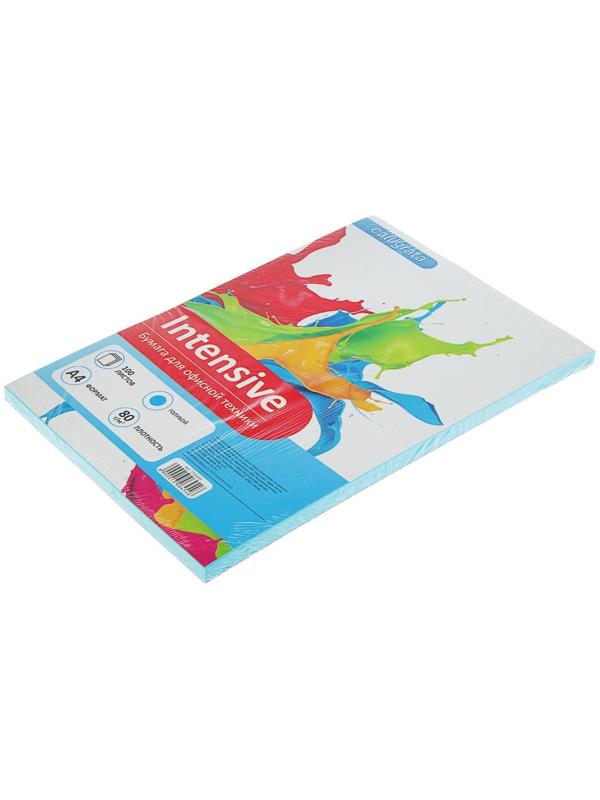 Бумага цветная А4, 100 листов Calligrata Интенсив, голубая, 80 г/м²