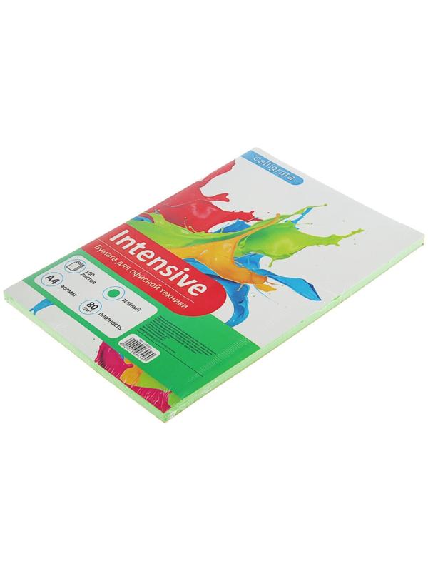 Бумага цветная А4, 100 листов Calligrata Интенсив, зелёная, 80 г/м²