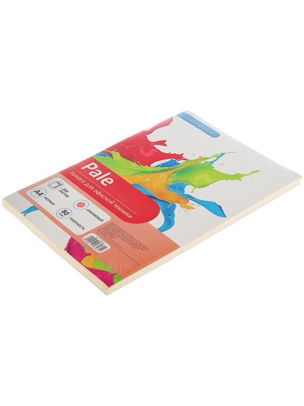 Бумага цветная А4, 100 листов Calligrata Пастель, оранжевая, 80 г/м²