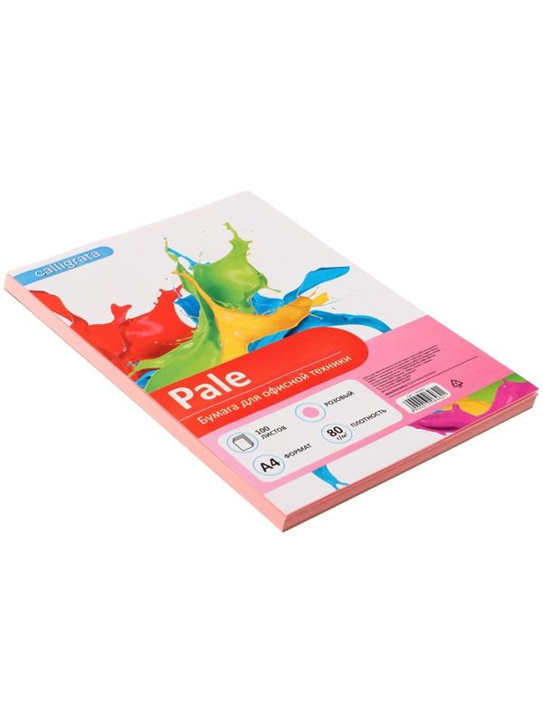Бумага цветная А4, 100 листов Calligrata Пастель, розовая, 80 г/м²