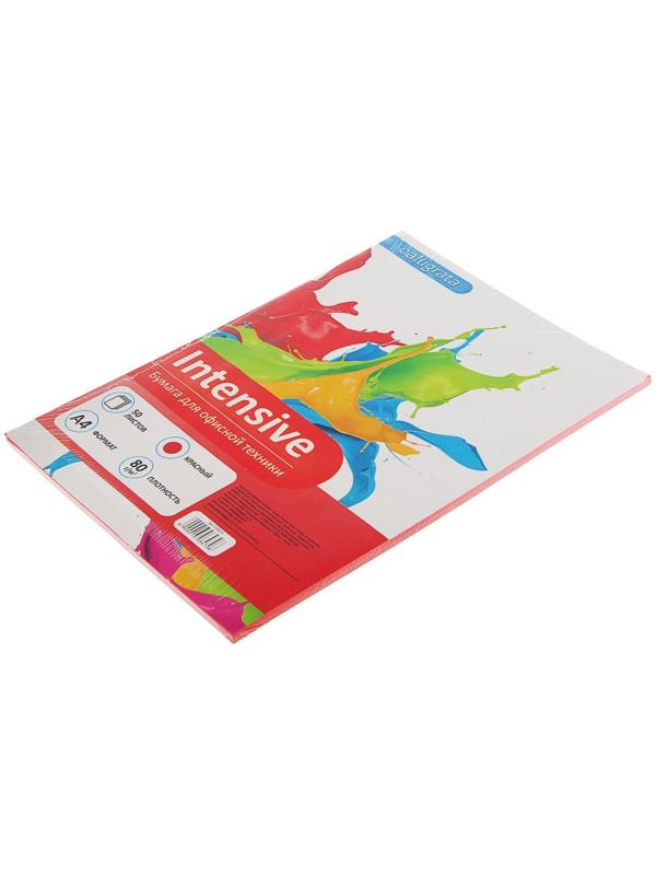 Бумага цветная А4, 50 листов Calligrata Интенсив, красная, 80 г/м²