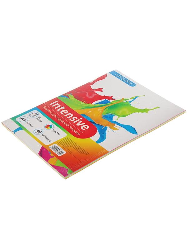 Бумага цветная А4, 50 листов Calligrata Интенсив, 5 цветов, 80 г/м²