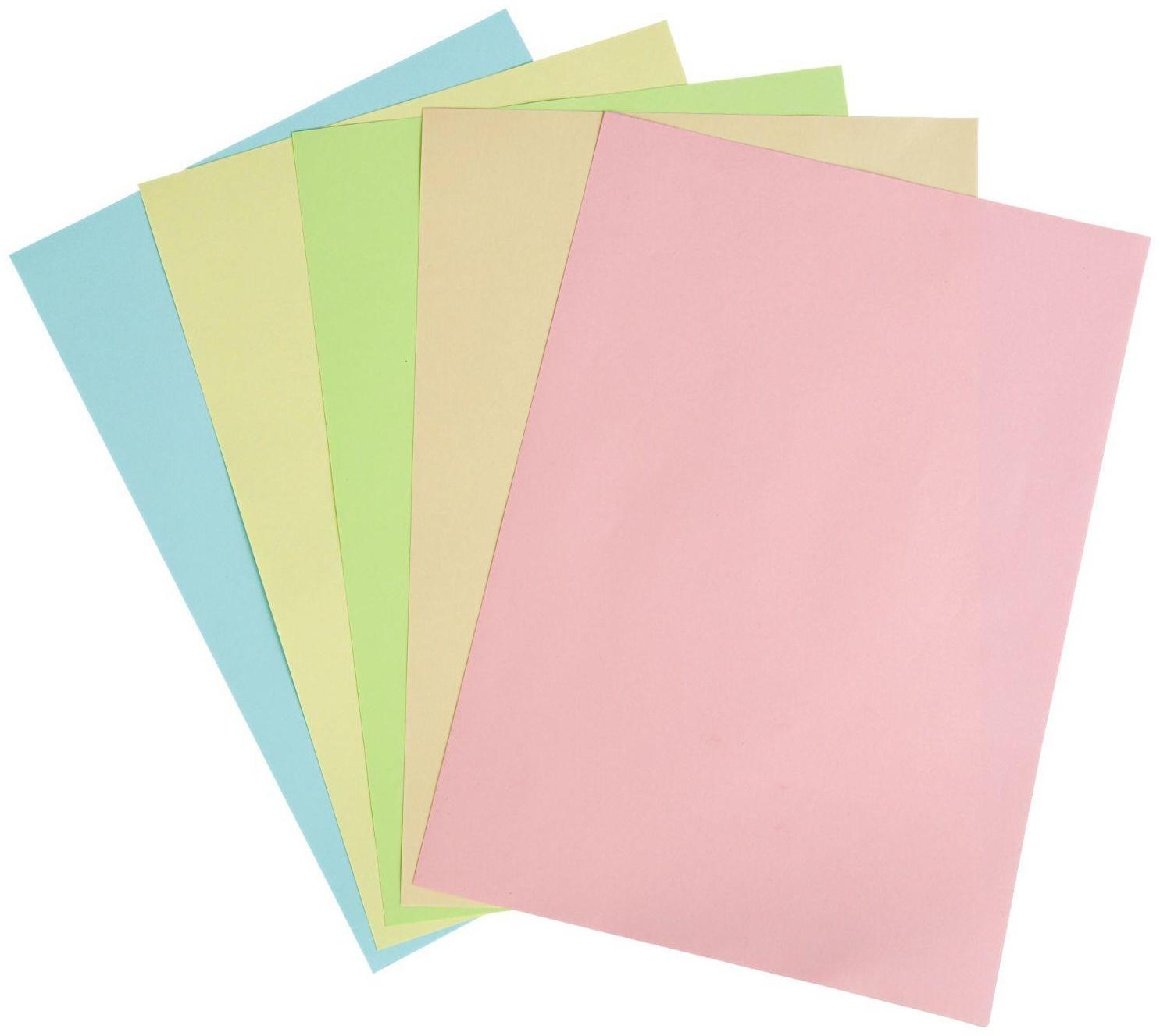 Бумага цветная А3, 100 листов Calligrata Пастель, 5 цветов, 80 г/м²