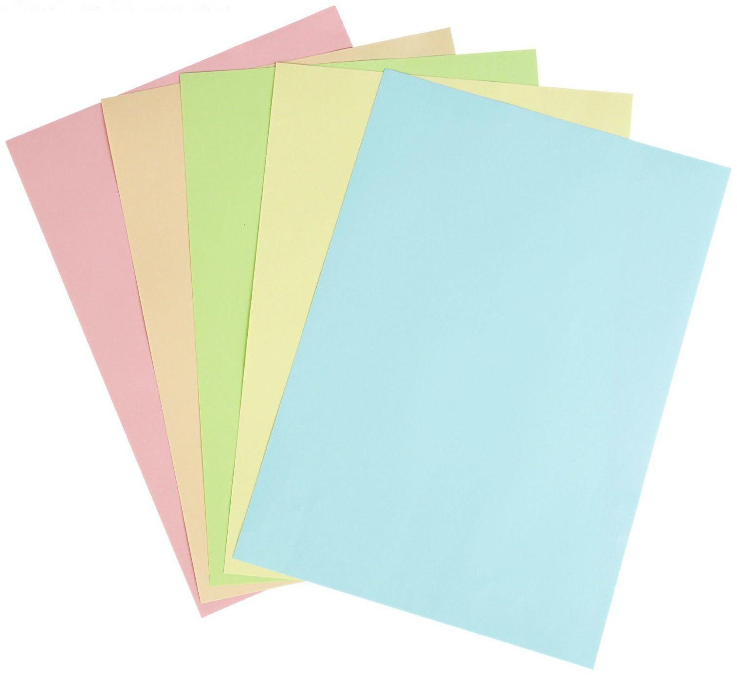 Бумага цветная А4, 250 листов Calligrata Пастель, 5 цветов, 80 г/м²