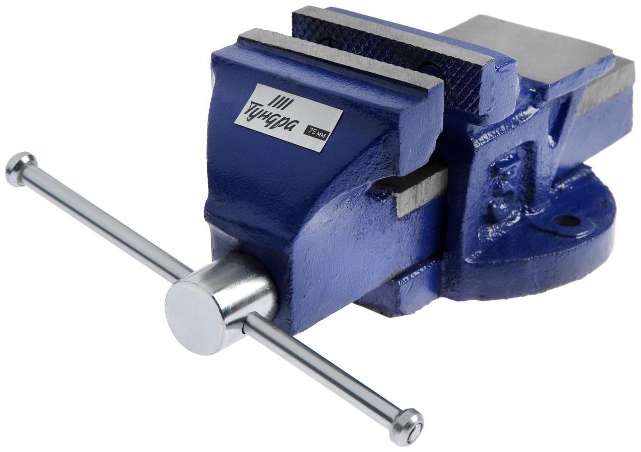 Тиски слесарные ТУНДРА, с наковальней, высокопрочный чугун ВЧ-40, 75 мм