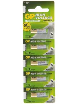 Батарейка алкалиновая GP Mercury Free, А27 (27A, MN27)-5BL, 12В, блистер, 5 шт.