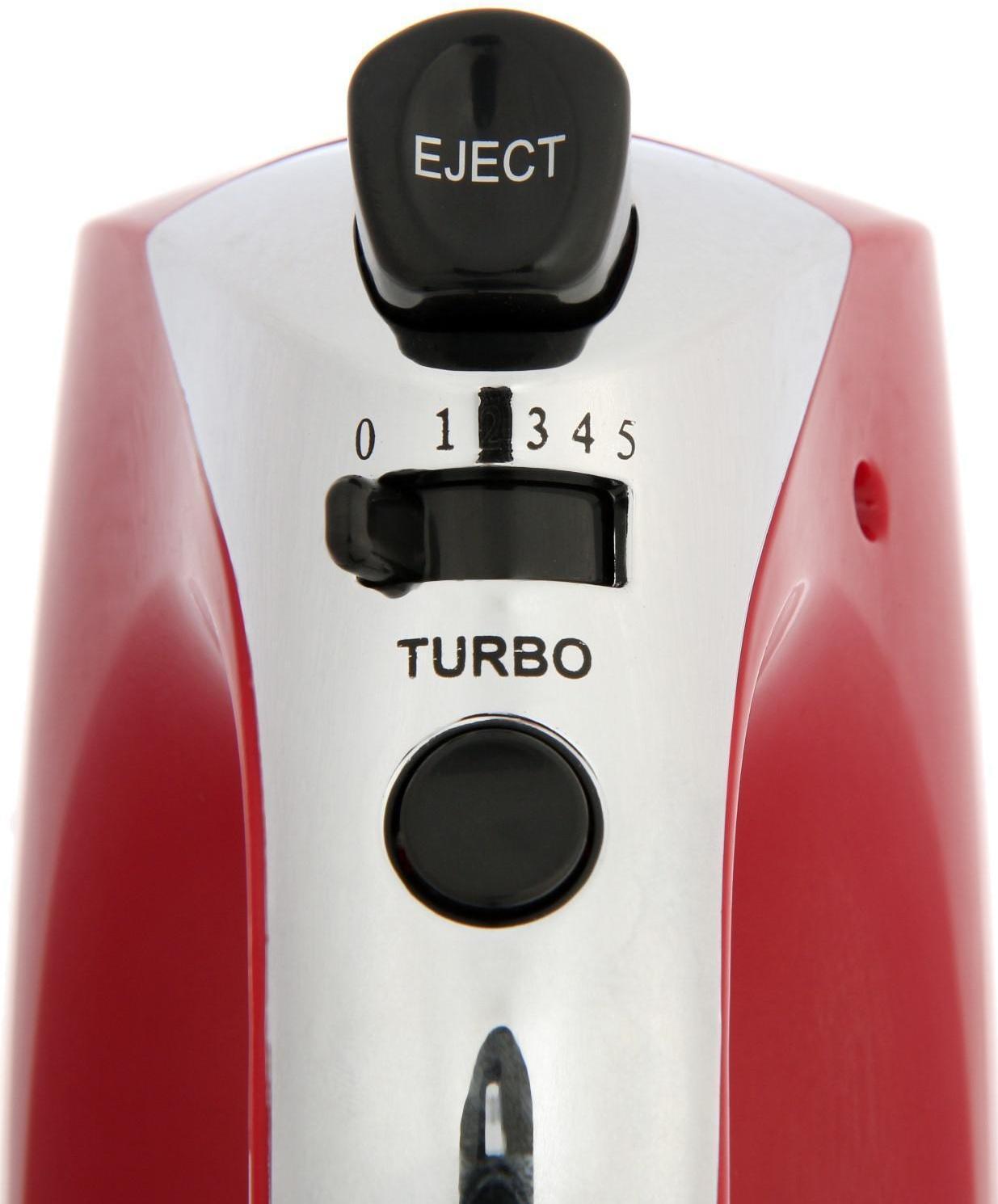 Миксер Centek CT-1118, ручной, 350 Вт, 5 скоростей, 4 насадки, красный