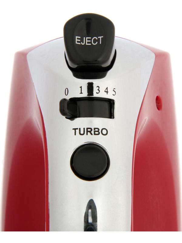 Миксер Centek CT-1118, ручной, 350 Вт, 5 скоростей, 4 насадки, красный