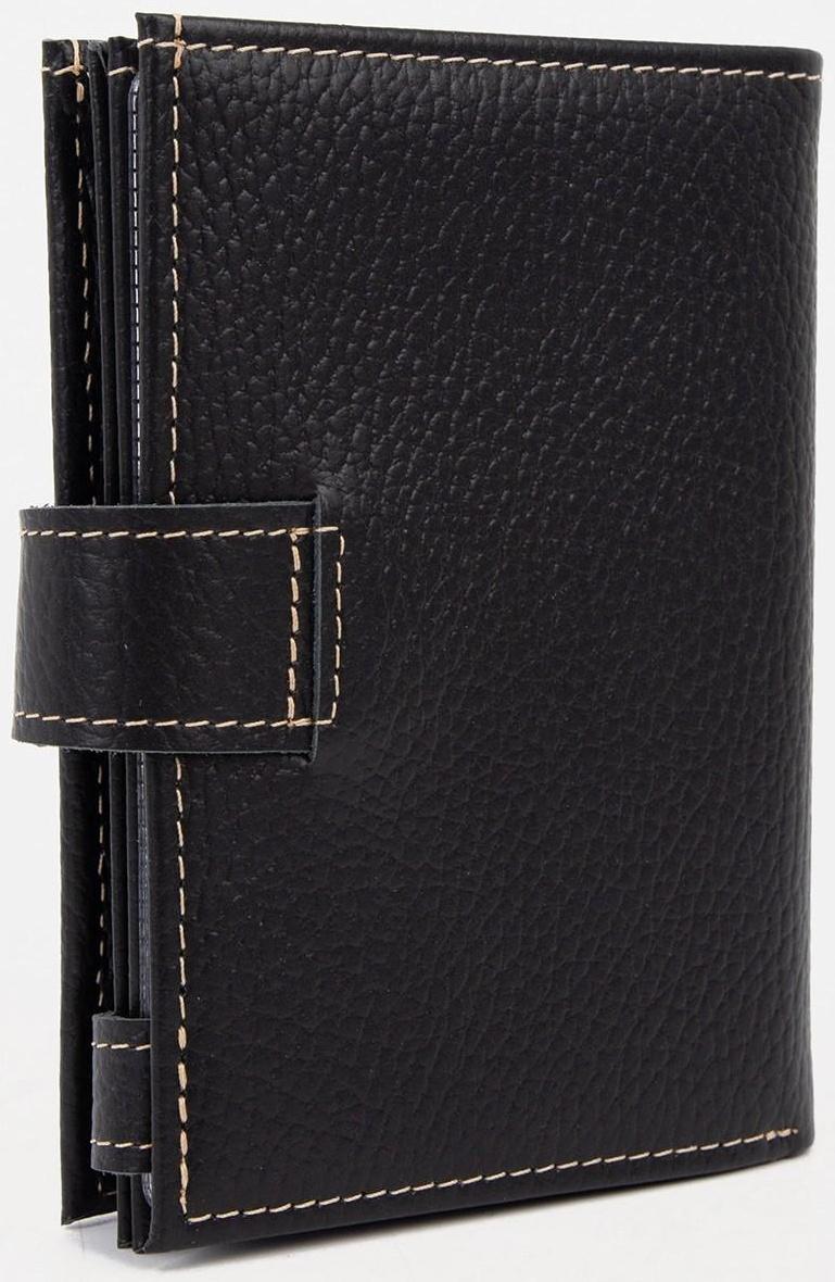 Портмоне на кнопке, отдел для автодокументов и паспорта, цвет чёрный