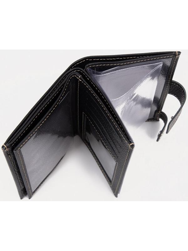 Портмоне на кнопке, отдел для автодокументов и паспорта, цвет чёрный