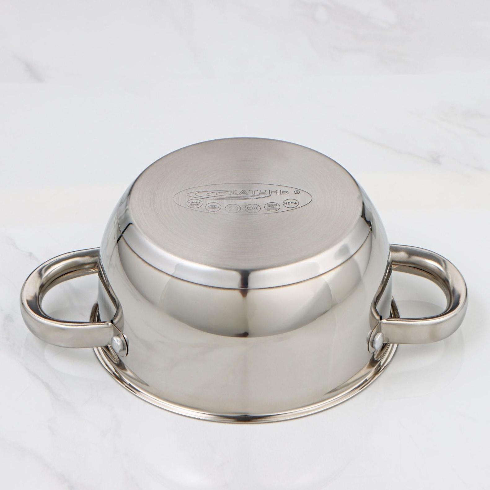 Кастрюля «Антея», 1,5 л, d=16 см, стеклянная крышка, капсульное дно, цвет хромированный