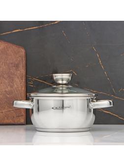 Кастрюля «Антея», 1,5 л, d=16 см, стеклянная крышка, капсульное дно, цвет хромированный