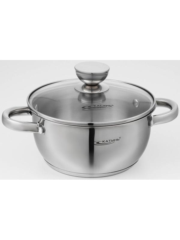 Кастрюля «Антея», 2 л, d=18 см, капсульное дно, стеклянная крышка