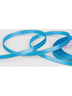 Лента атласная «Золотые нити», 6 мм × 23 ± 1 м, цвет голубой №020