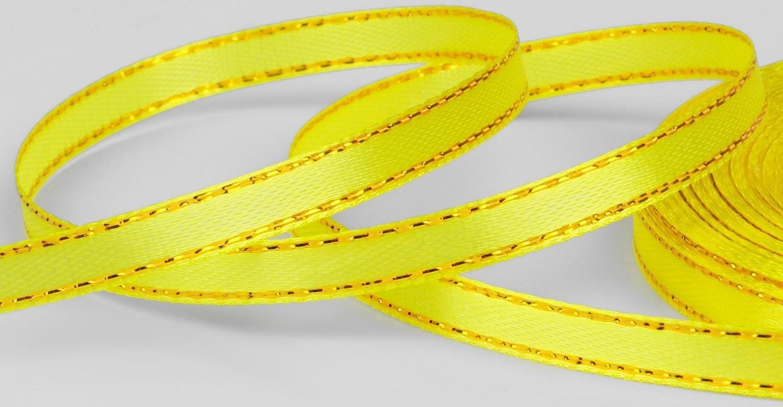 Лента атласная «Золотые нити», 6 мм × 23 ± 1 м, цвет жёлтый №015