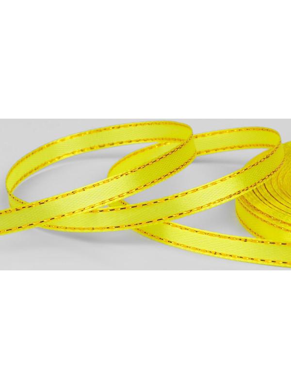 Лента атласная «Золотые нити», 6 мм × 23 ± 1 м, цвет жёлтый №015