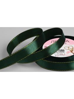 Лента атласная «Золотые нити», 15 мм × 23 ± 1 м, цвет зелёный №049