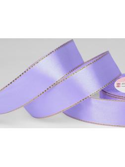 Лента атласная «Золотые нити», 25 мм × 23 ± 1 м, цвет сиреневый №044