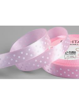 Лента атласная «Горошек», 15 мм × 23 ± 1 м, цвет розовый №004