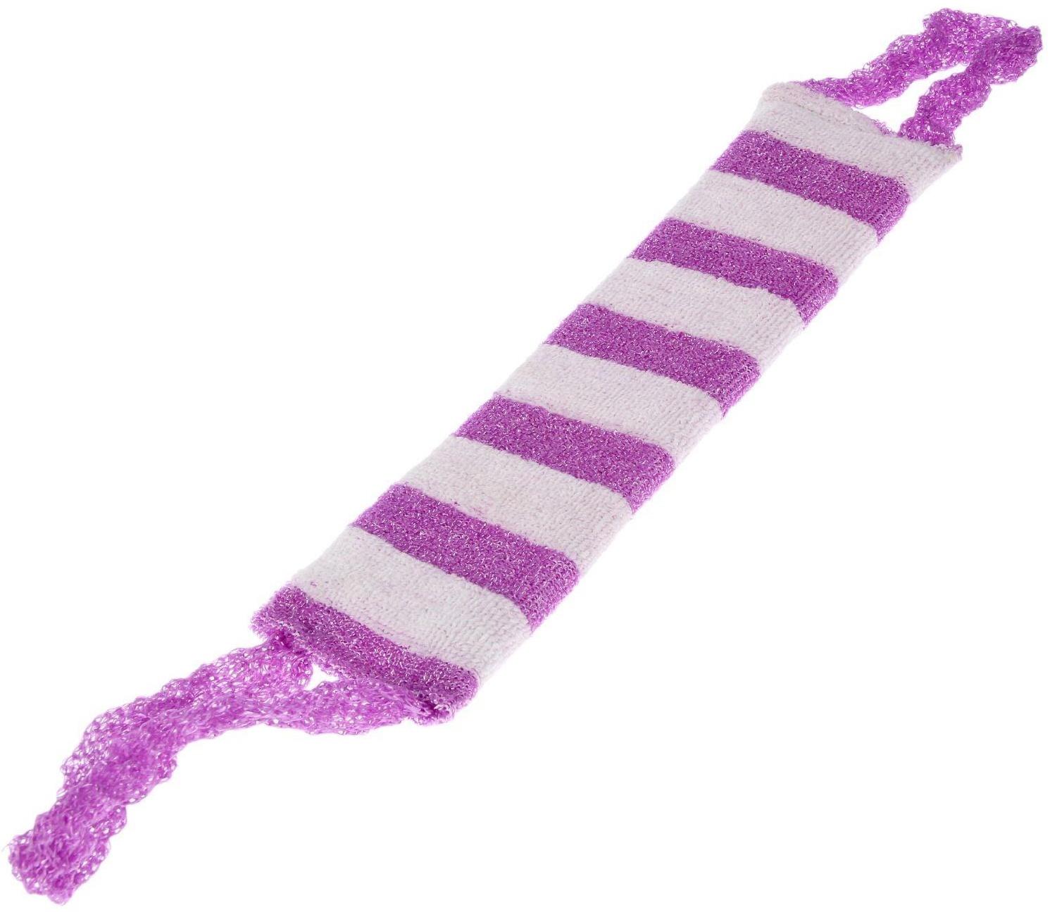 Мочалка-лента для тела Доляна, 43×12 см, жёсткая, широкая, цвет МИКС