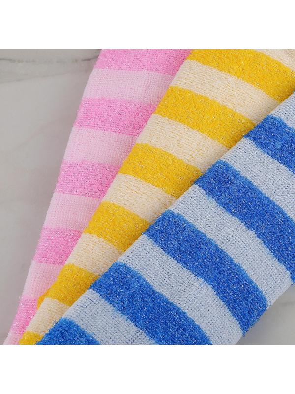 Мочалка-лента для тела Доляна, 43×12 см, жёсткая, широкая, цвет МИКС