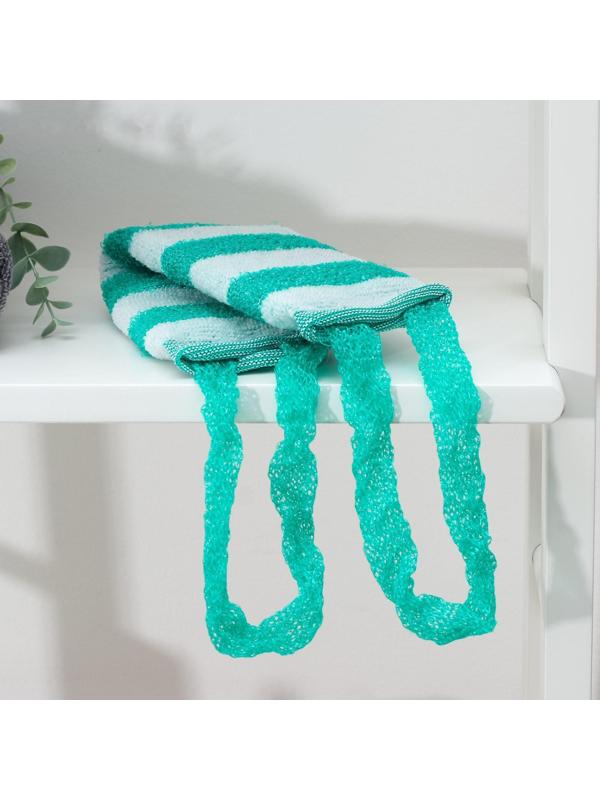 Мочалка-лента для тела Доляна, 43×12 см, жёсткая, широкая, цвет МИКС