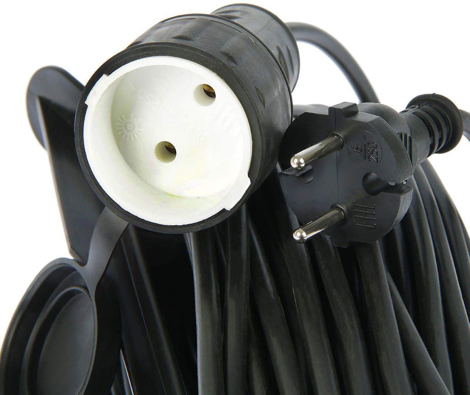 Удлинитель на каркасе TUNDRA, 1 розетка, 30 м, 6 А, ПВС 2х0.75 мм2, без з/к, IP44,