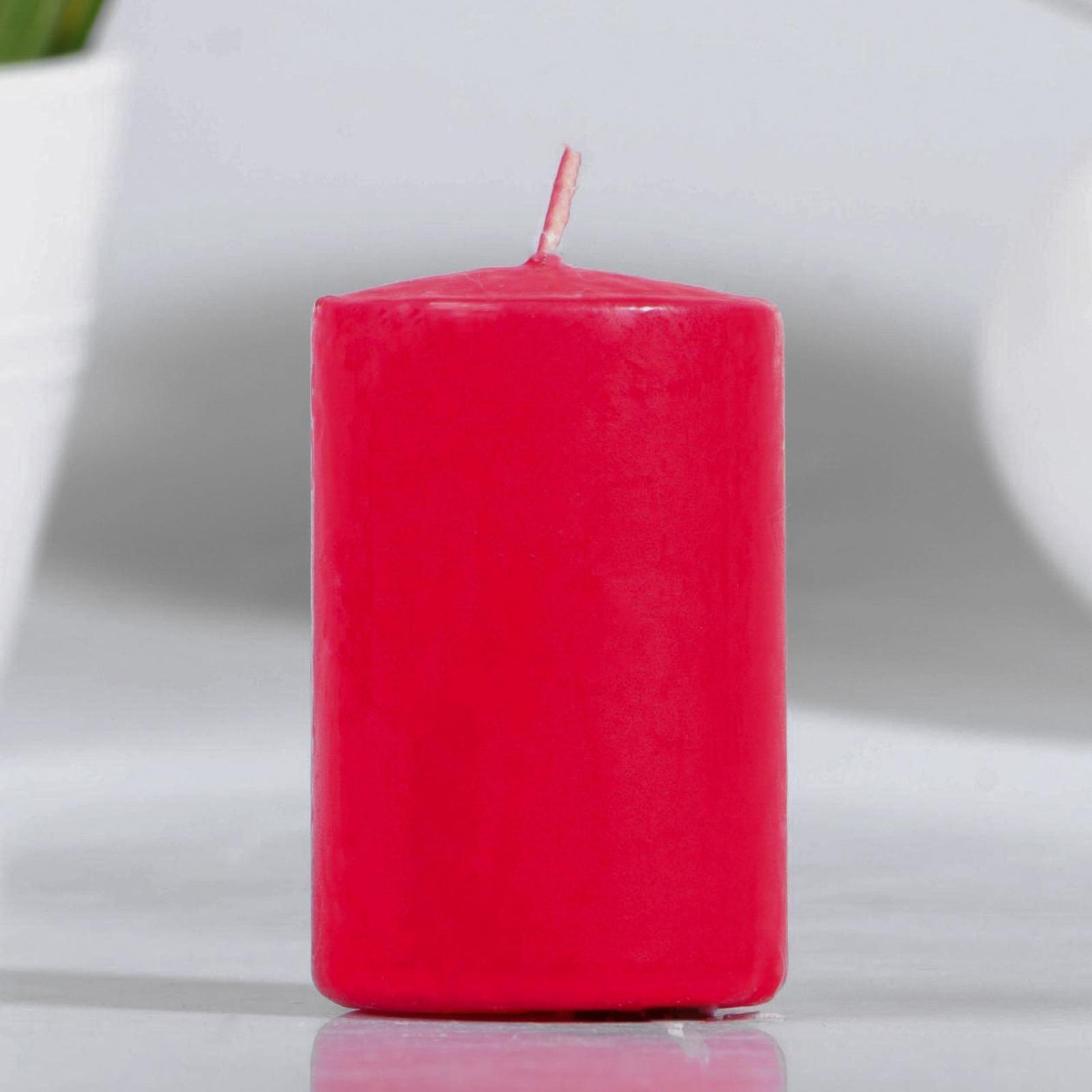 Свеча - цилиндр, 4х6 см, 9 ч, красный