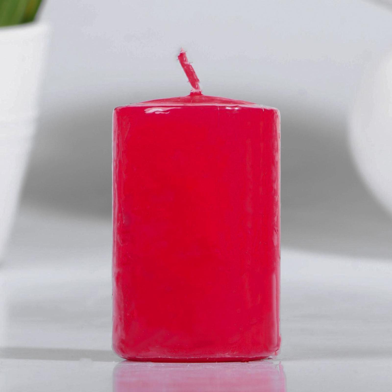 Свеча - цилиндр, 4х6 см, 9 ч, красный