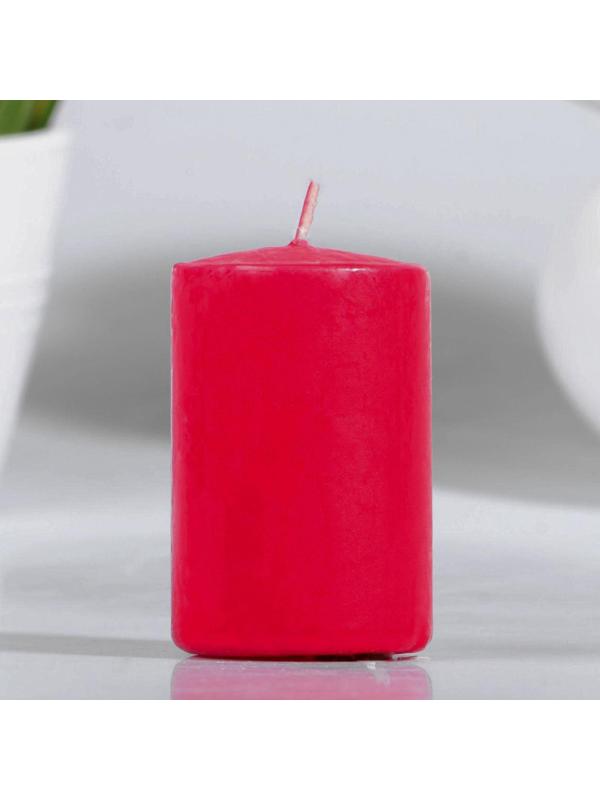 Свеча - цилиндр, 4х6 см, 9 ч, красный