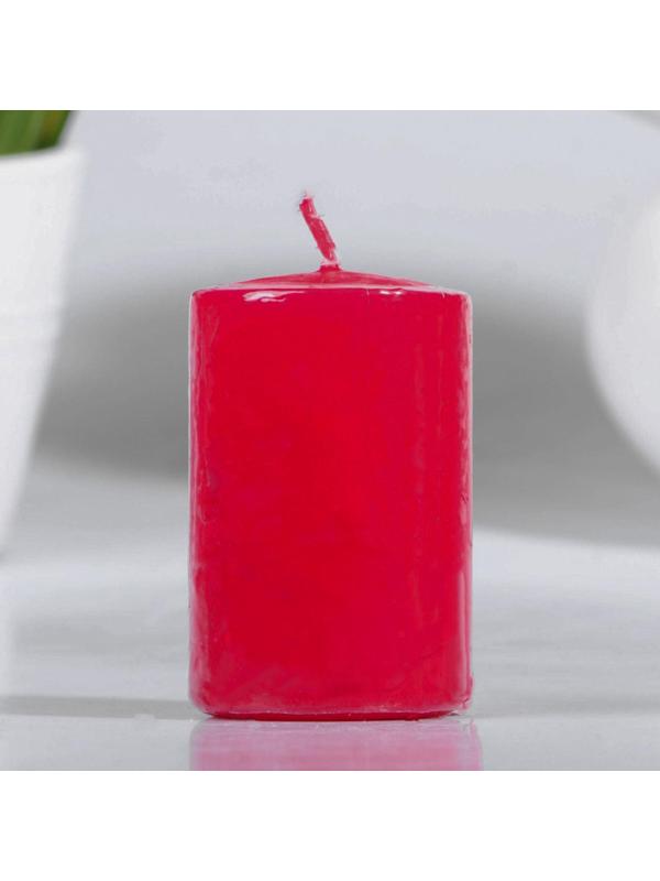 Свеча - цилиндр, 4х6 см, 9 ч, красный