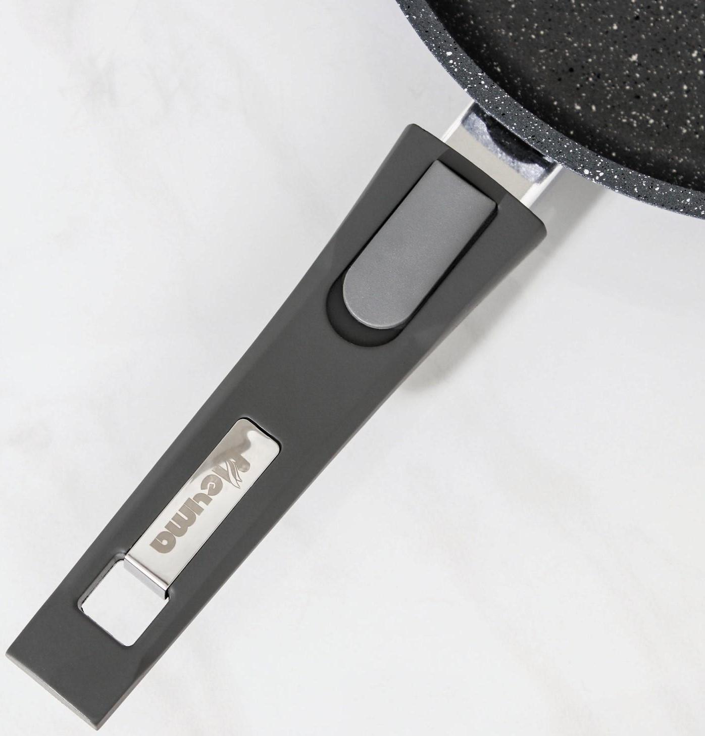 Сковорода «Гранит», d=22 см, съёмная ручка, антипригарное покрытие, цвет серый