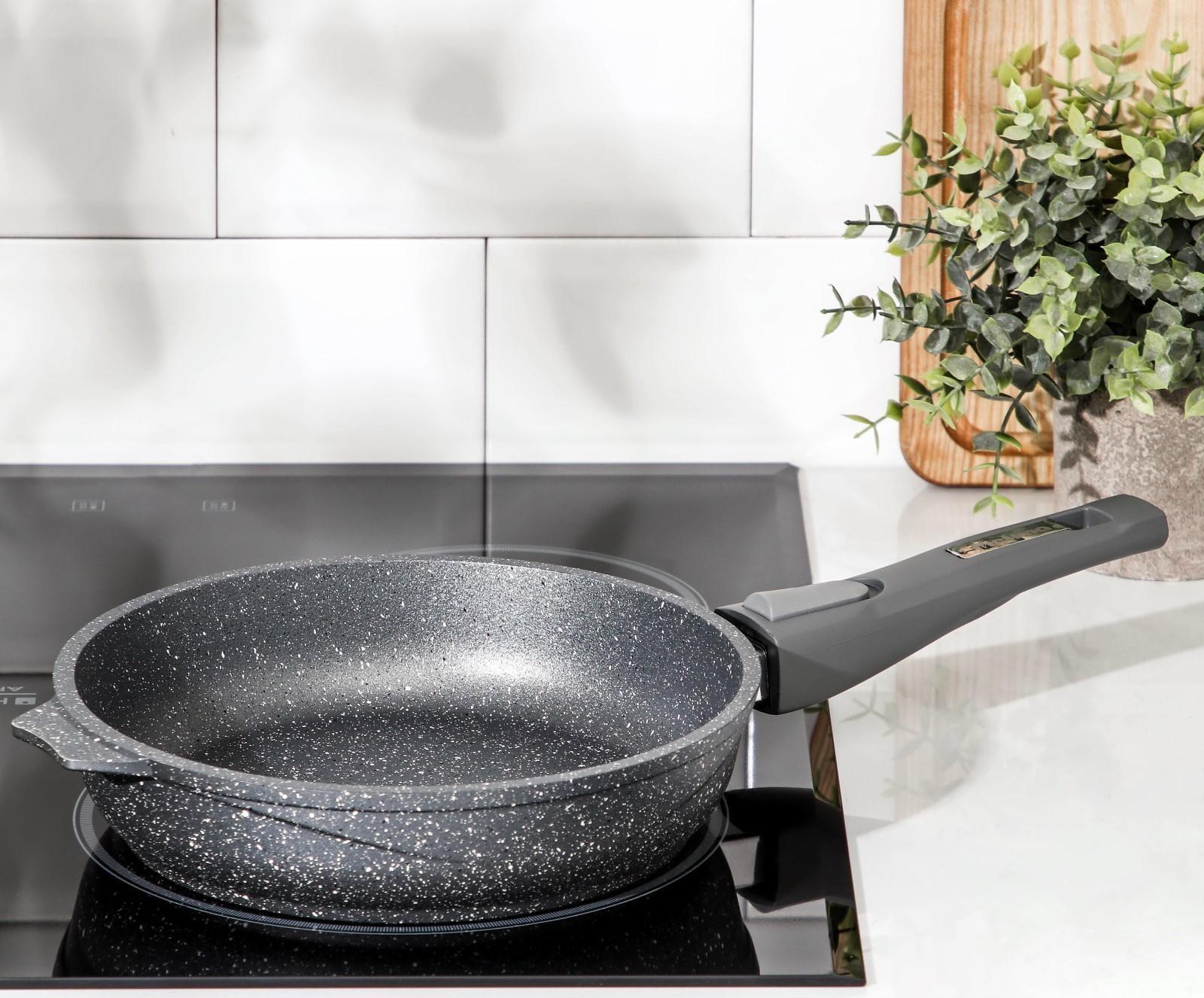 Сковорода «Гранит», d=22 см, съёмная ручка, антипригарное покрытие, цвет серый