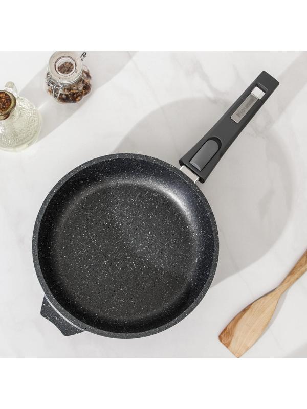 Сковорода «Гранит», d=22 см, съёмная ручка, антипригарное покрытие, цвет серый